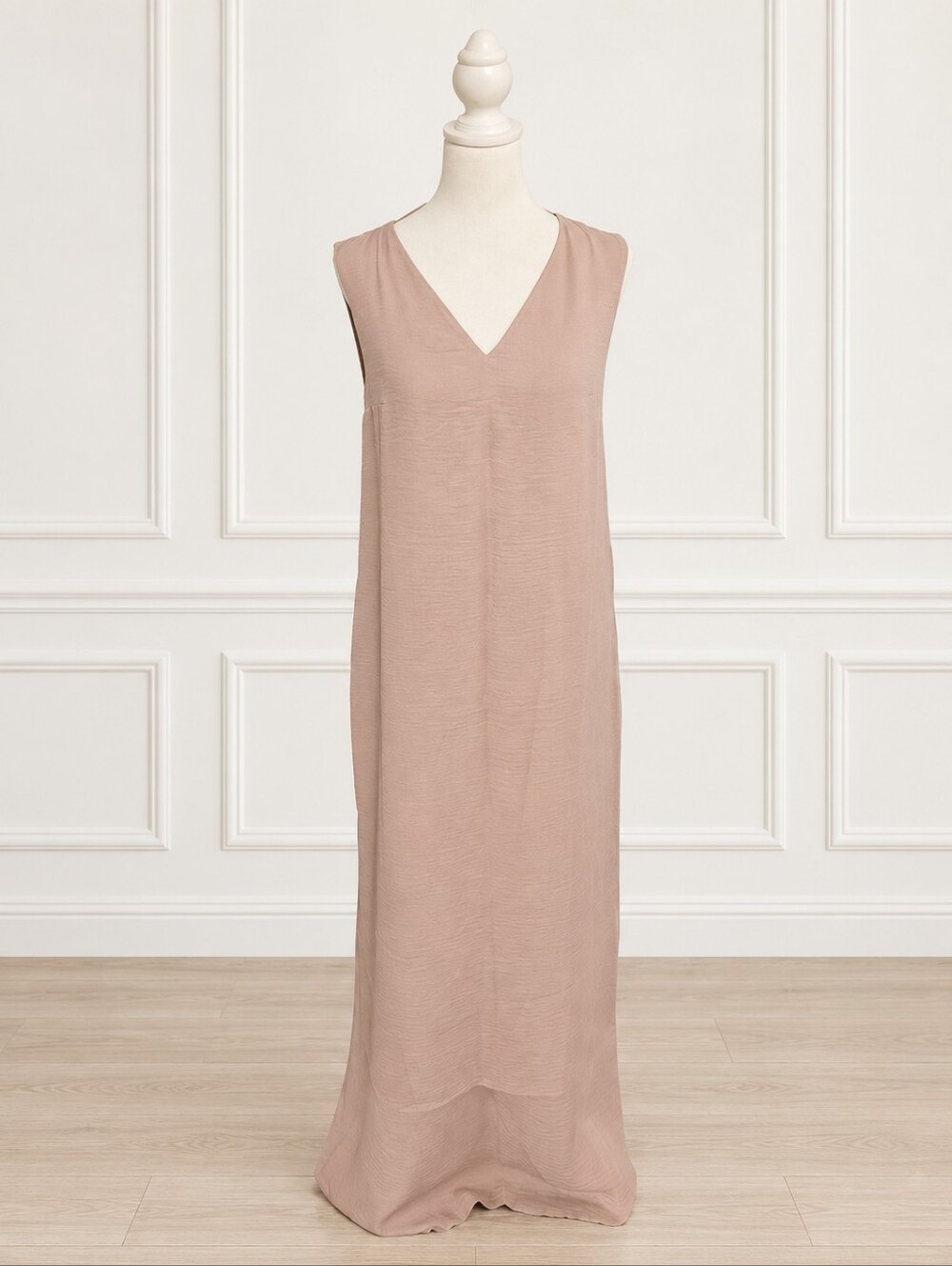COS Sleeveless V-Neck Maxi Dress Dusty Pink Tie Back Pockets EUR 34 XS